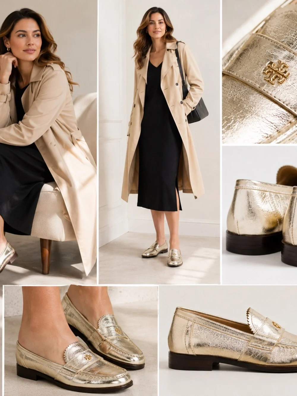 Tory Burch Classic Loafers - Spark Gold Metallic Leather - size 6 - brand new